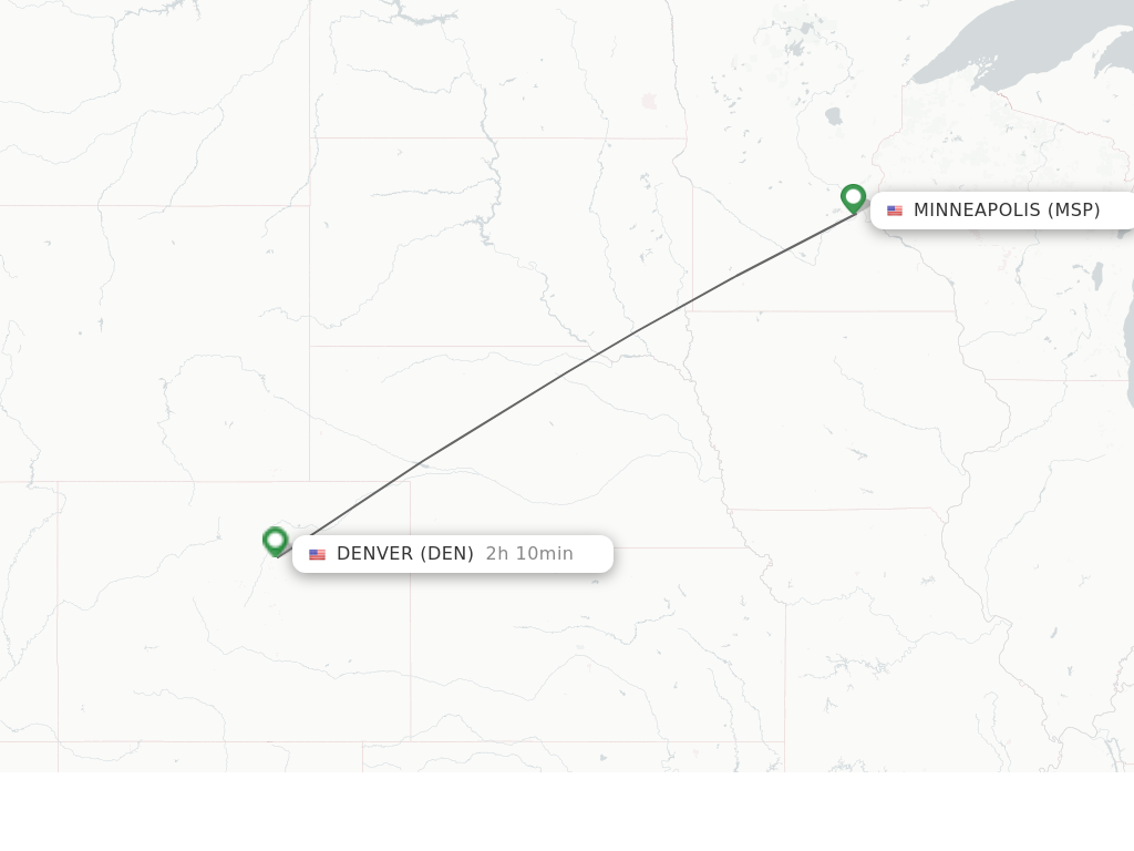 Flights from Minneapolis to Denver route map