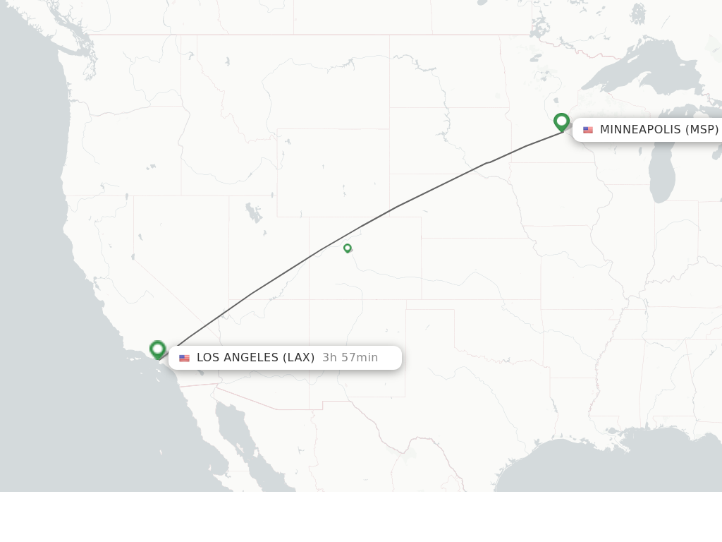 Flights from Minneapolis to Los Angeles route map
