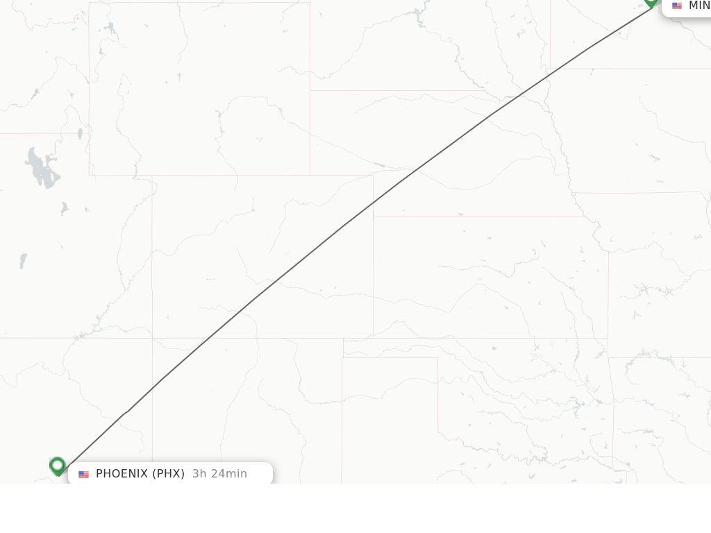 Flights from Minneapolis to Phoenix route map
