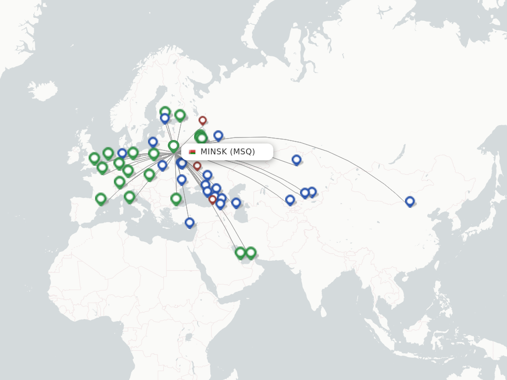 Flights from Minsk to Novosibirsk route map