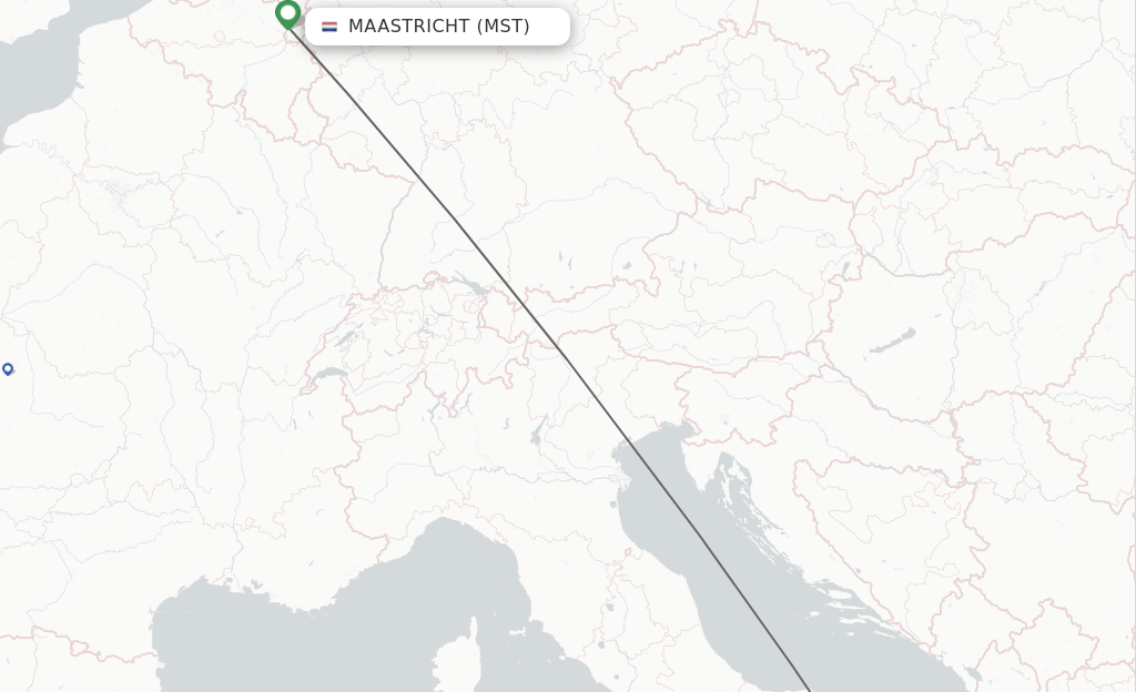 Flights from Maastricht to Bari route map