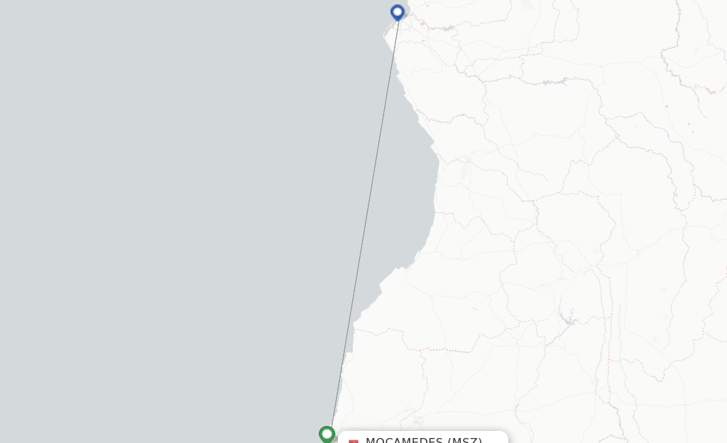 Route map with flights from Mocamedes with TAAG