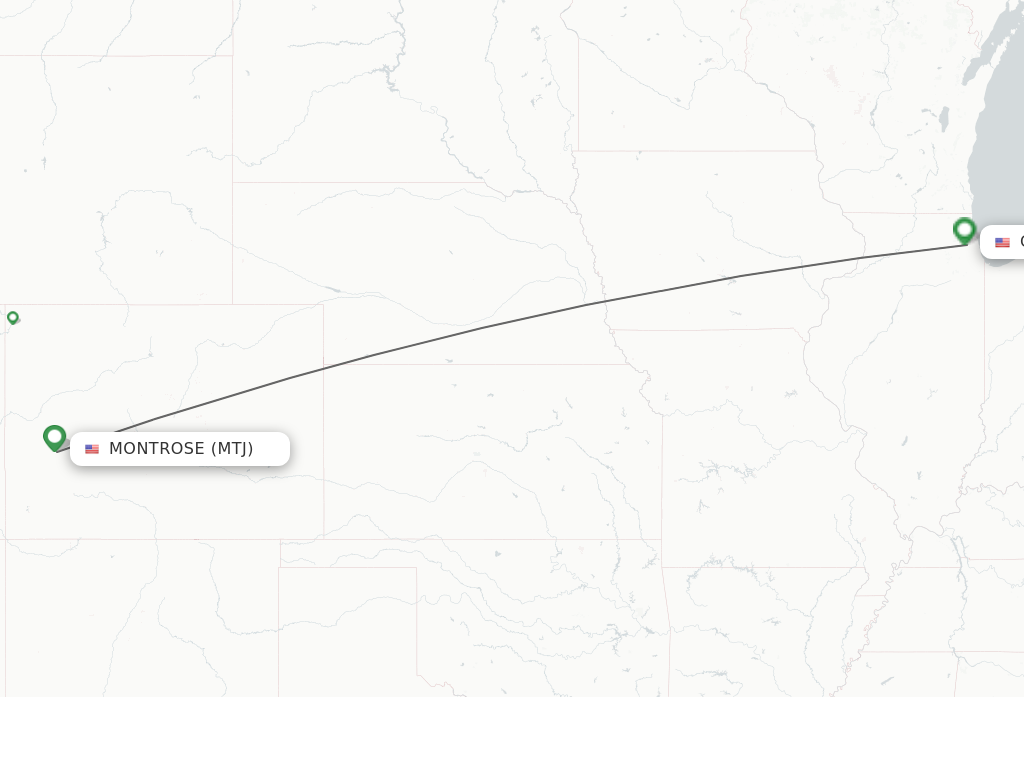 Flights from Montrose to Chicago route map