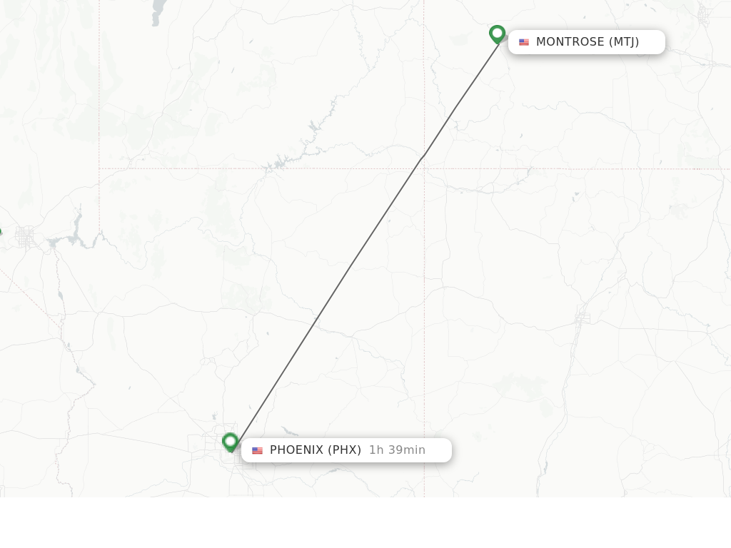 Flights from Montrose to Phoenix route map