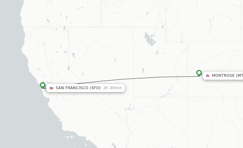 Flights from Montrose to San Francisco route map