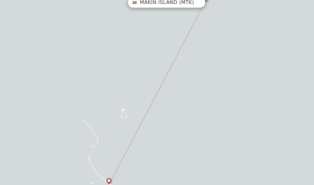Route map with flights from Makin Island with Air Kiribati