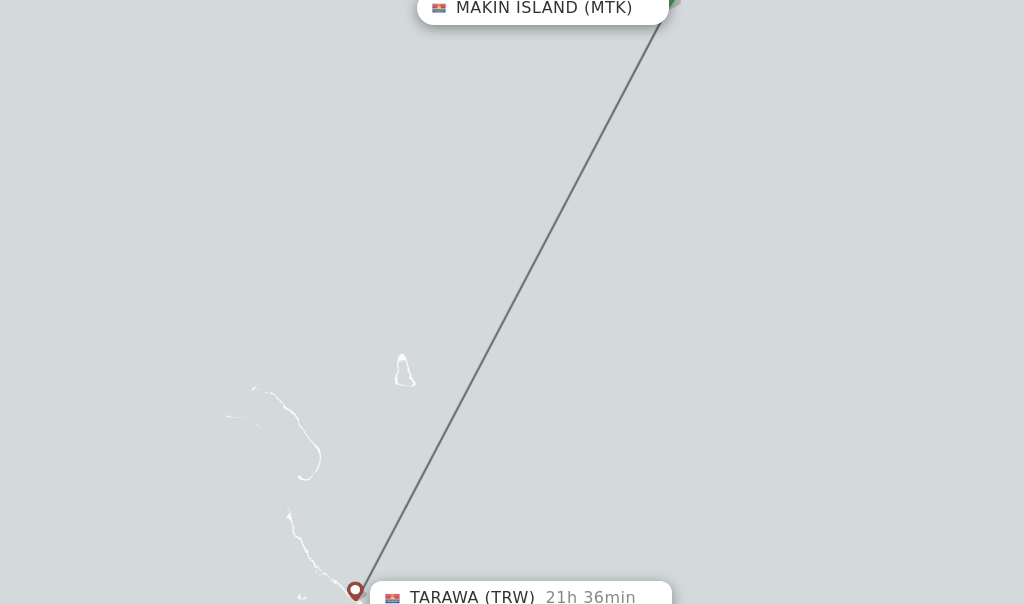 Flights from Makin Island to Tarawa route map