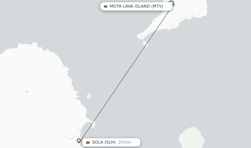 Flights from Mota Lava Island to Sola route map