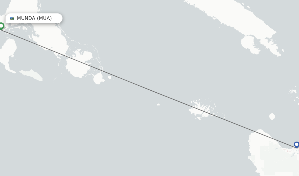 Flights from Munda to Honiara route map
