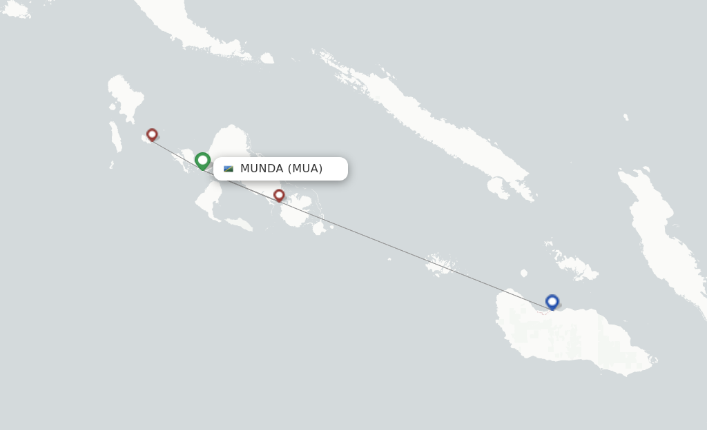 Route map with flights from Munda with Solomon Airlines