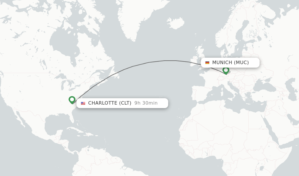 Direct flights from Munich to Charlotte, MUC to CLT non-stop 