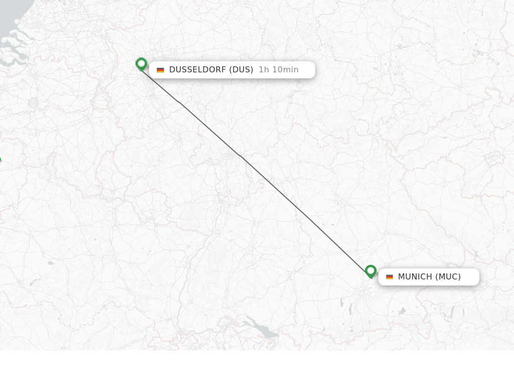 Flights from Munich to Dusseldorf route map