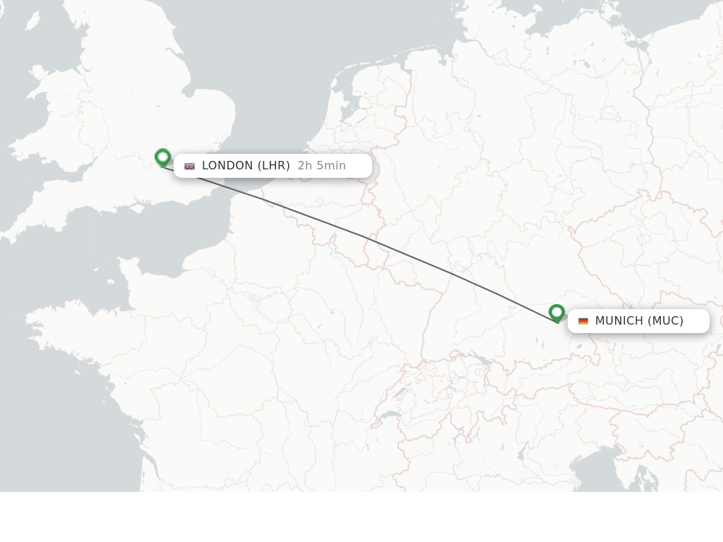 Flights from Munich to London route map