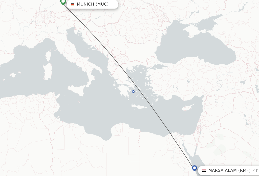 Flights from Munich to Marsa Alam route map