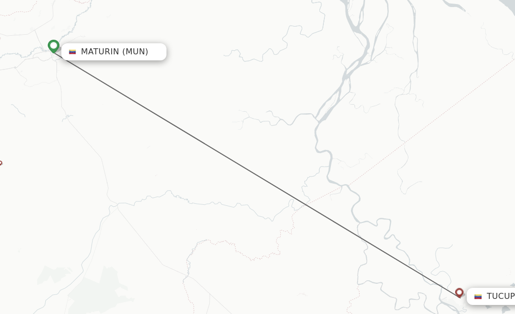 Flights from Maturin to Tucupita route map