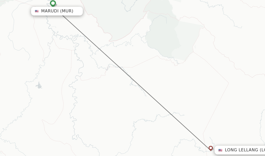 Flights from Marudi to Long Lellang route map