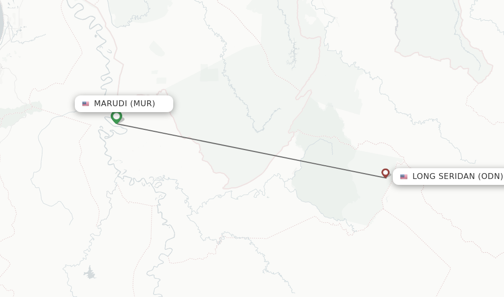Flights from Marudi to Long Seridan route map