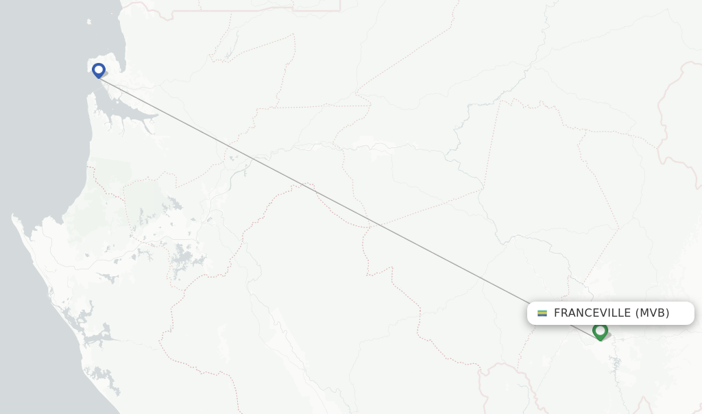 Route map with flights from Franceville with Afrijet