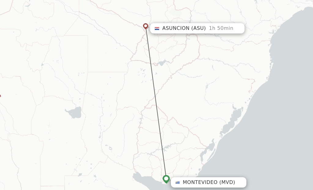 Direct (nonstop) flights from Montevideo to Asuncion schedules