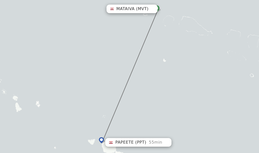 Flights from Mataiva to Papeete route map