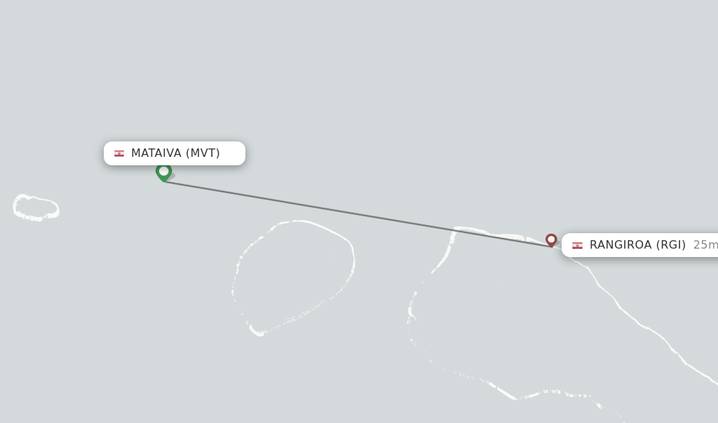 Flights from Mataiva to Rangiroa route map