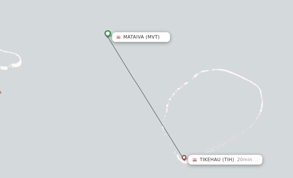 Flights from Mataiva to Tikehau Atoll route map