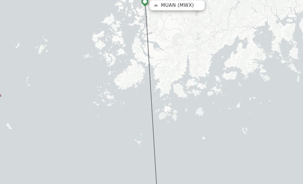 Flights from Gwangju to Jeju route map