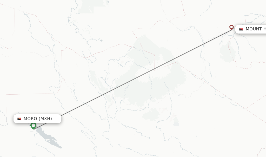 Flights from Moro to Mount Hagen route map