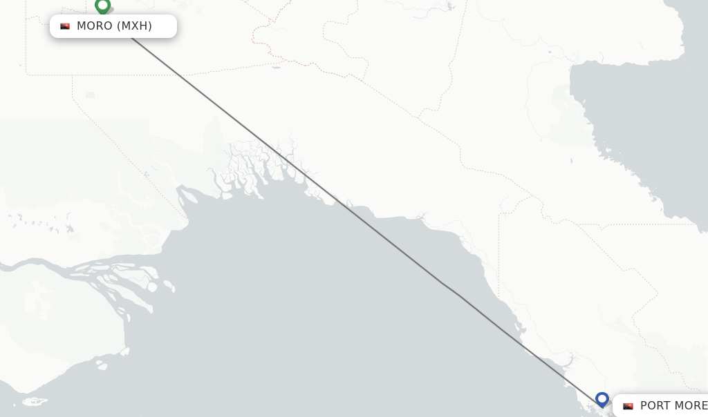 Flights from Port Moresby to Moro route map