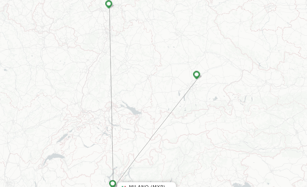 Route map with flights from Milan with Air Dolomiti