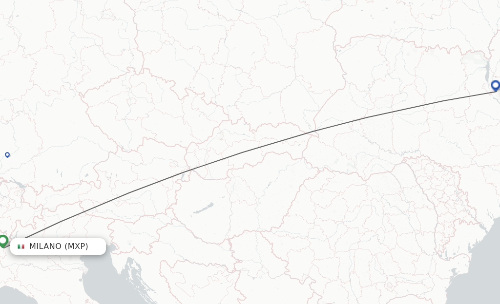 Flights from Milan to Kiev/Kyiv route map