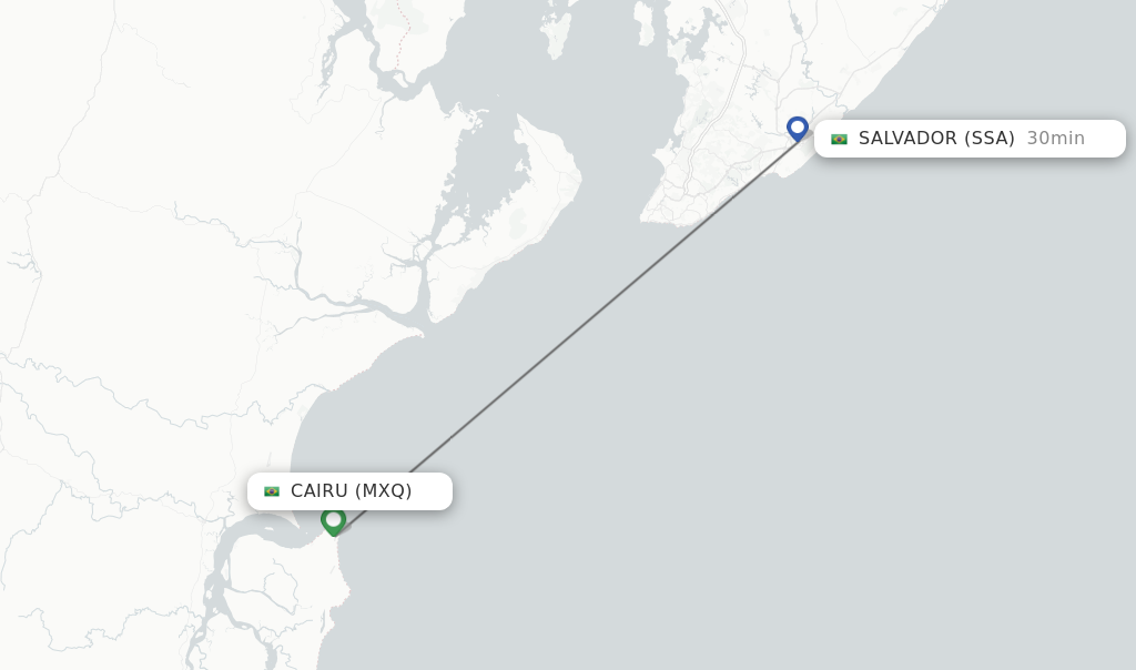 Flights from Salvador to Cairu route map