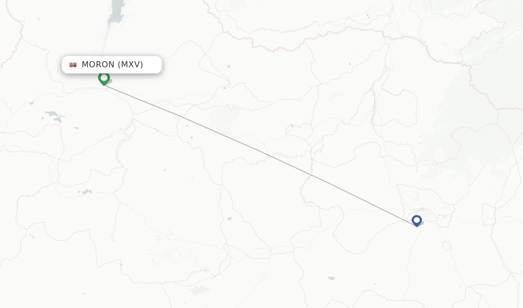 Route map with flights from Moron with Hunnu Air