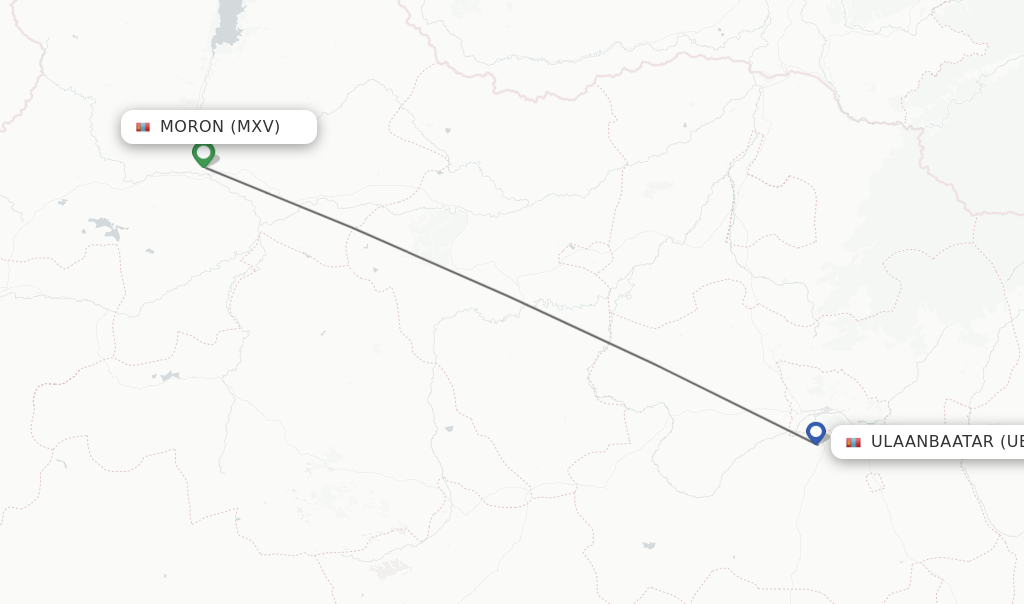 Flights from Moron to Ulaanbaatar route map