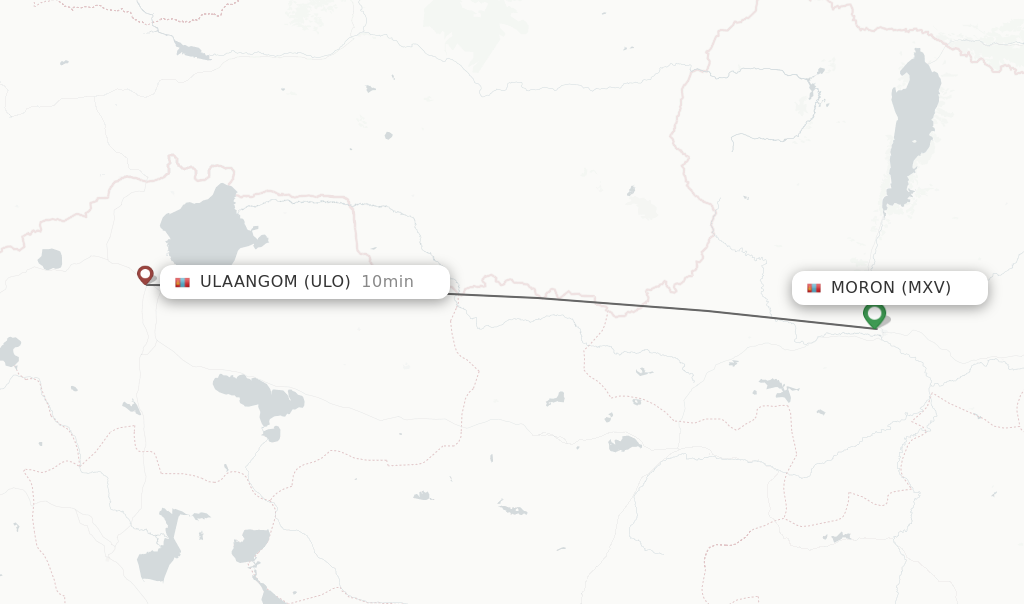 Flights from Moron to Ulaangom route map