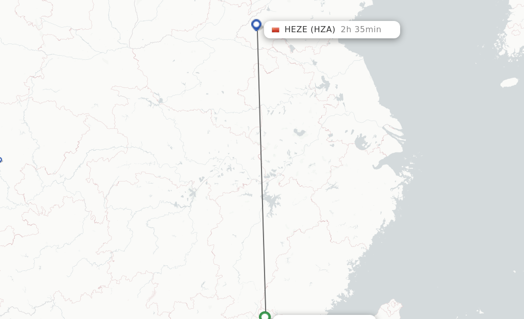 Flights from Mei Xian to Heze route map