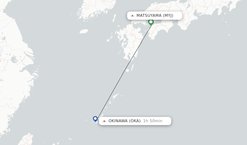 Flights from Matsuyama to Okinawa route map