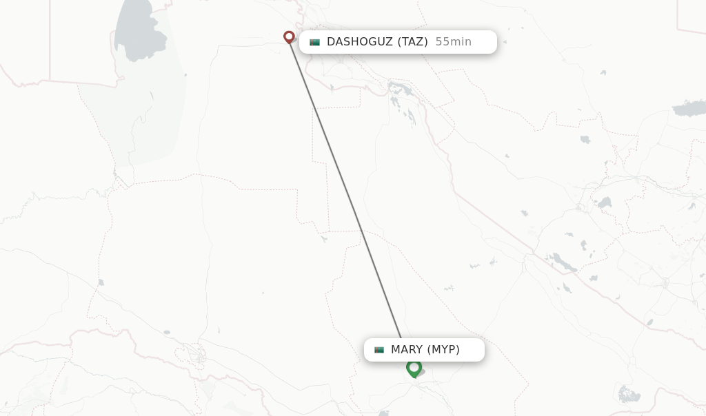 Flights from Mary to Dashoguz route map