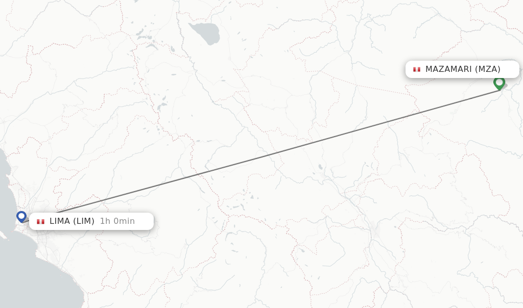 Flights from Mazamari to Lima route map