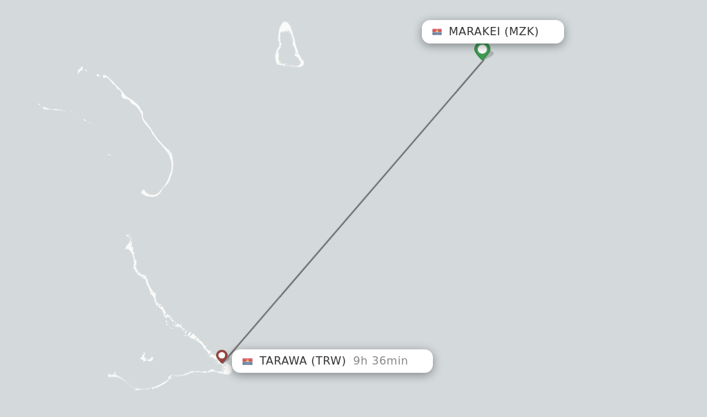 Flights from Marakei to Tarawa route map