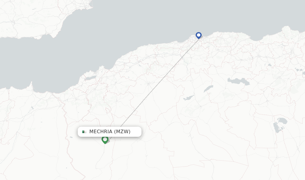 Flights from Mechria to Oran route map