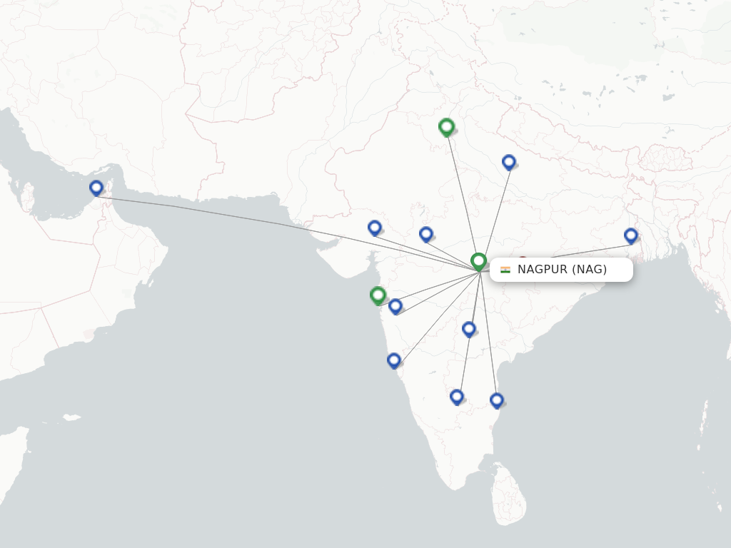 Flights from Nagpur to Goa route map