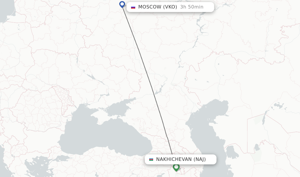 Flights from Nakhichevan to Moscow route map
