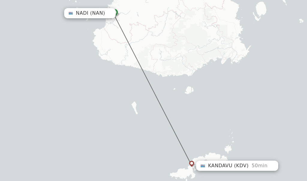 Flights from Nadi to Kandavu route map