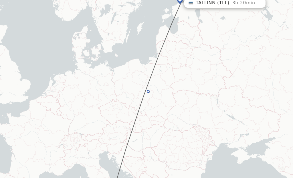 Flights from Naples to Tallinn route map