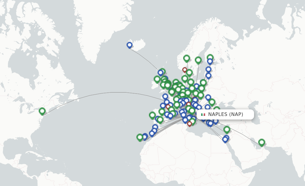 Flights from Naples to Hahn route map
