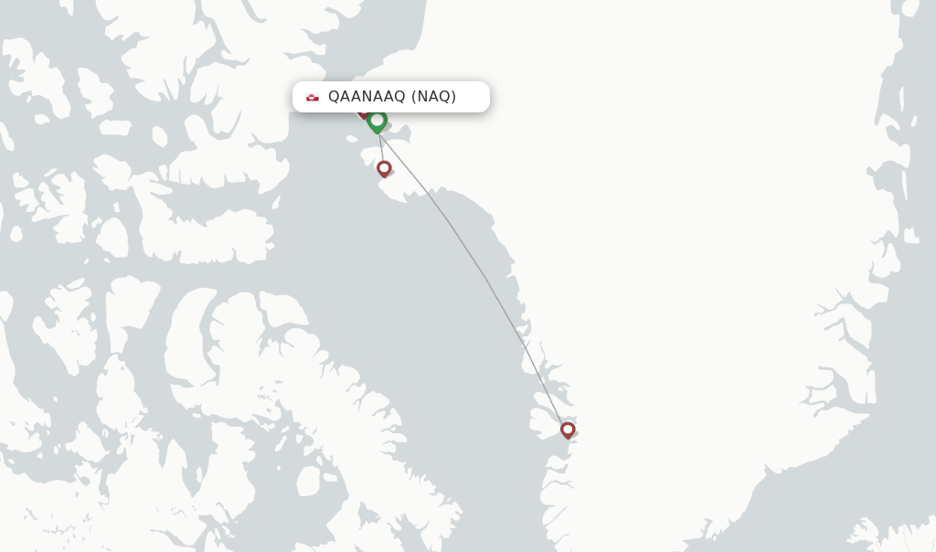 Flights from Qaanaaq to Savissivik route map