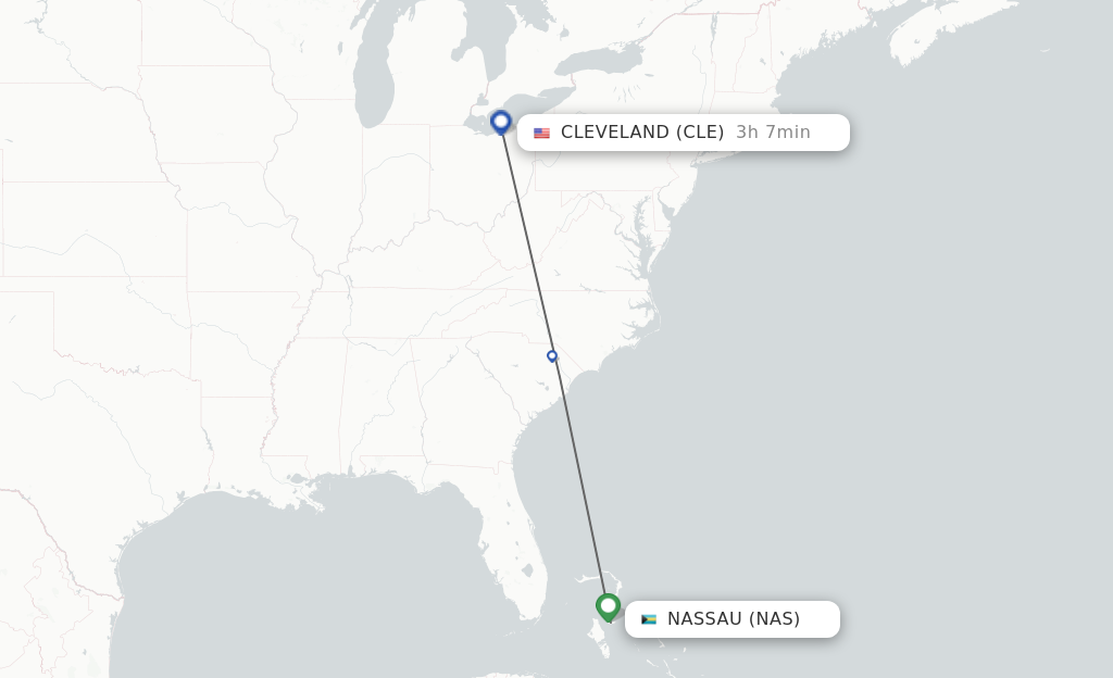 Direct (non-stop) flights from Nassau to Cleveland - schedules