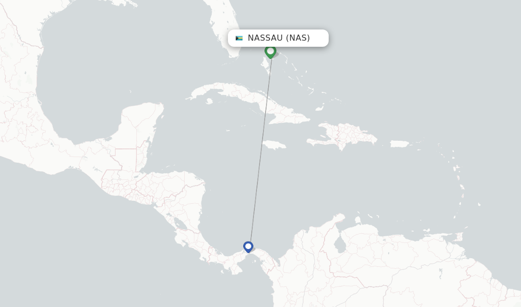 Route map with flights from Nassau with Copa Airlines