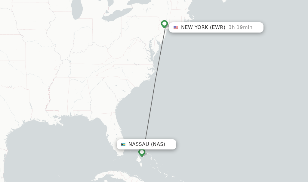 Direct (non-stop) flights from Nassau to New York - schedules